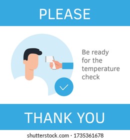 Estar listo para el dispositivo de control de temperatura. Orientación, recomendación. Normas de prevención del coronavirus de Avia. Guía de viajes para viajeros vuelos de avia, viajes en tren infografía de estilo plano vector