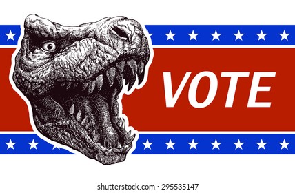 Be Responsible - Presidential Election Poster With Trex Head. Vector Illustration