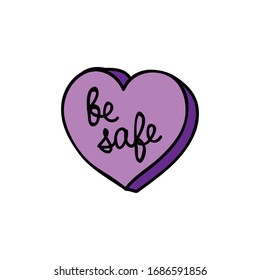 be safe heart doodle icon, vector illustration