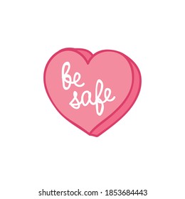be safe heart doodle icon, vector illustration
