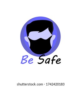 Be safe logo with mask on