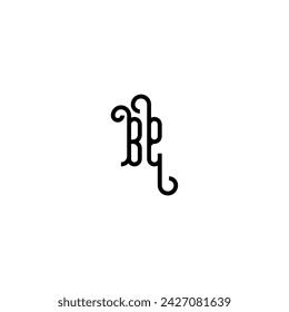 BE simple curved concept initial logo design black and white background
