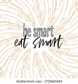 be smart, eat smart lettering on outlined Carrots banner template. Hand drawn veggies with handwritten letters on white.