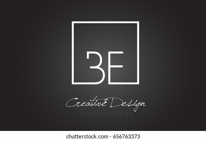 BE Square Framed Letter Logo Design Vector with Black and White Colors.