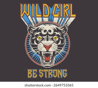 Be strong artwork. Panther face print design for apparel, stickers, posters and background.