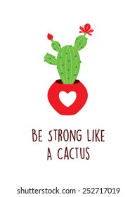 be strong like a cactus vector illustration