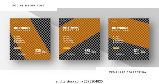 Be Strong together template gym, Workout, fitness and Sports social media post banner, fitness gym social media post banner design.