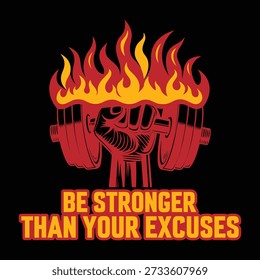 Seja mais forte do que suas desculpas – Poderoso Ginásio Motivação T-Shirt Tipografia Design