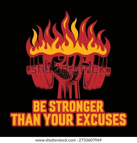 Be Stronger Than Your Excuses – Powerful Gym Motivation T-Shirt Typography Design