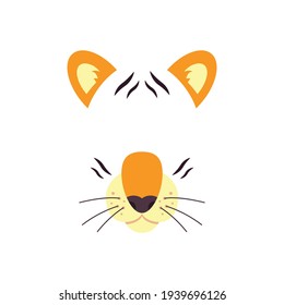 Be a tiger at the party. Mask. Vector illustration isolated on white background.
