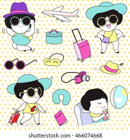 Be A Traveler Character Icon Pattern Sticker illustration
