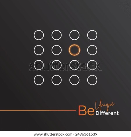 Be Unique be different. Creative Motivational Inspirational Poster Bg. Wall Branding, mural, wall sticker Design Template Vector Layered