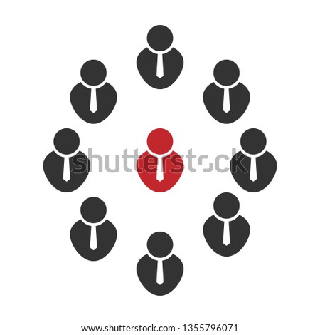 Be Unique person think differently, being different concept. Vector pictogram in black and red color. Isolated sign on white background.