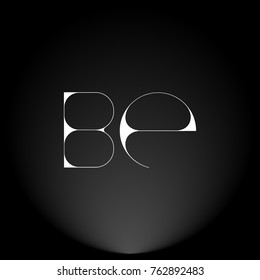 BE White thin minimalist LOGO Design with Highlight on Black Background.