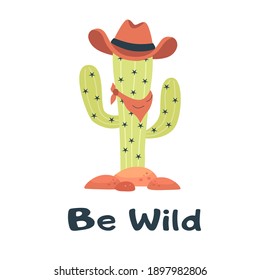 Be wild cactus print on white