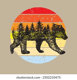 Be wild and free adventure, Mountain, and forest outdoor adventure, and vintage t-shirt design