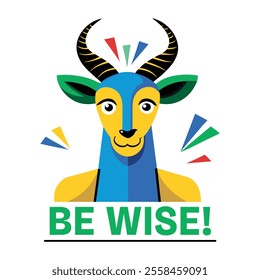 Be wise tragelaphus typographic flat sticker 
