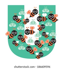 Be you inspirational kids bedroom print with typography and buzzing bees illustration