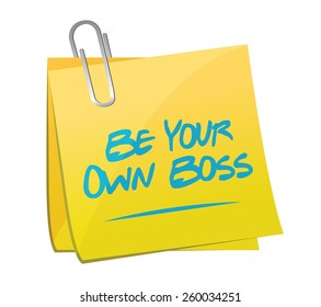 be your own boss memo post illustration design over a white background