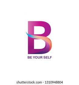 Be your self quote with letter B logo in gradient purple