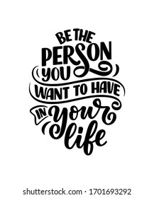 Be yourself lettering slogan. Funny quote for blog, poster and print design. Modern calligraphy text about selfcare. Vector illustration
