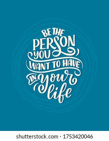 Be yourself lettering slogan. Funny quote for blog, poster and print design. Modern calligraphy text about selfcare. Vector illustration