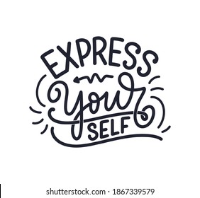 Be yourself lettering slogan. Funny quote for blog, poster and print design. Modern calligraphy text about selfcare. Vector illustration