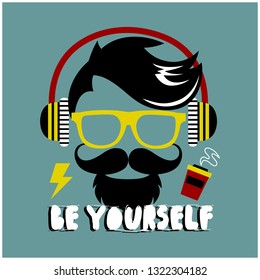 BE YOURSELF typography design,vector illustration