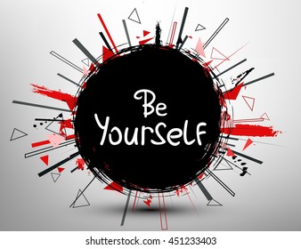 Be Yourself .Vector calligraphic inspirational design. Hand drawn element. Motivation quote for t-shirt, flyer, poster, card.