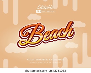 beach 3d text effect. summer theme