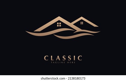Plantilla de logotipo de monograma abstracto de playa