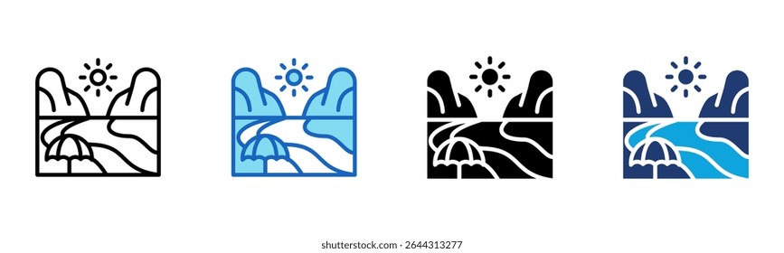 Beach Access icon Multi Style Vector Illustration