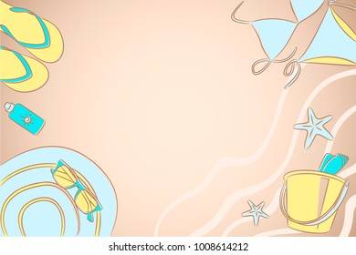 Beach accessories of a girl around
