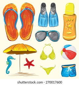 Beach Accessories Vector