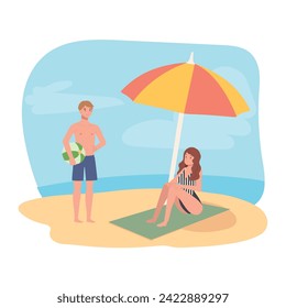 El concepto de actividades de playa. Un Día De Playa Agradable. Gente feliz en la playa.  Descanso