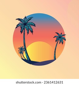 beach in the afternoon with coconut trees