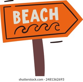 Beach Arrow Navigation Board Vector Illustration