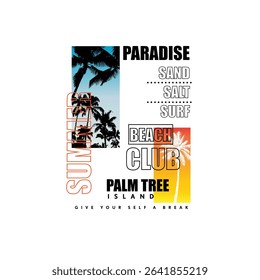 Beach Awesome Palm tree island typography summer text graphic poster design