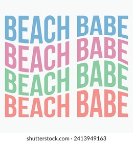 Beach babe retro t shirt design vector