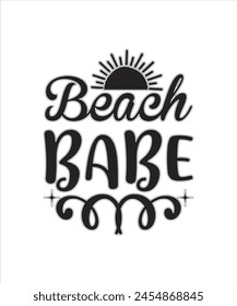 Beach Babe Summer for typography tshrit Design Print Ready Eps cut file Download.eps
 svg
