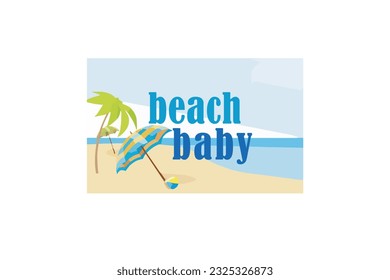 Diseño de plantilla de ilustrador de vectores de bebé de playa para diseño de camisetas