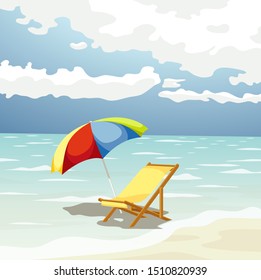 Beach Background Chairs Umbrella Illustration Stock Vector (Royalty ...