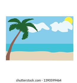 Beach Background with Coconut Tree Flat Designs