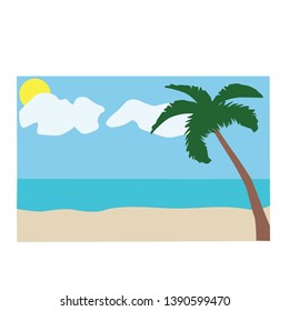 Beach Background with Coconut Tree Flat Designs