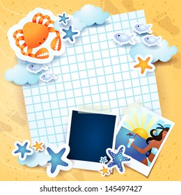 Beach background with copy space, vector