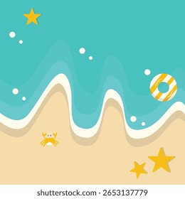 Beach Background Design. Vector Illustration with Cartoon Style.