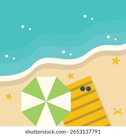 Beach Background Design. Vector Illustration with Cartoon Style.