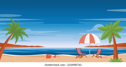 Un fondo de playa con árboles y una sombrilla. 


