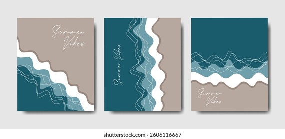 Beach background illustration. Summer design. Sea beach vector for poster, banner, cover, card, story, summer Sale.
