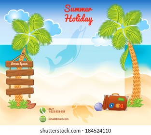 Beach background with palms